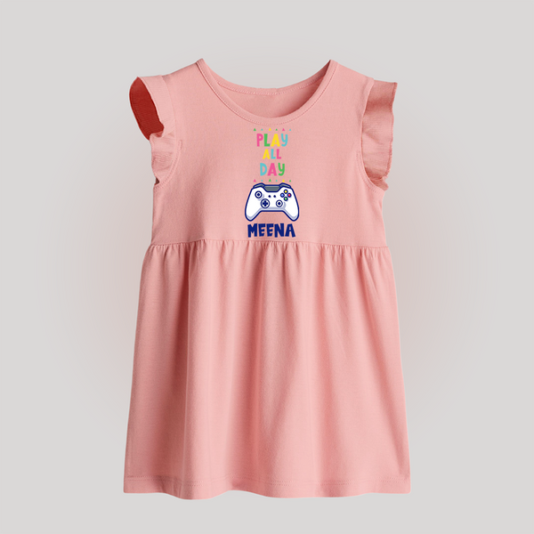 Play All Day Baby Frock | Personalized Baby Frock for Busy Bees - BABY PINK - 0 - 3 Months Old (Chest 17")