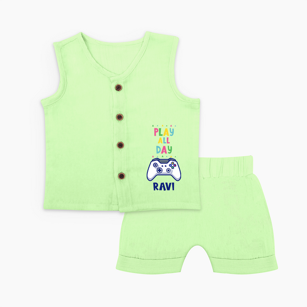 Play All Day Jabla Set | Personalized Baby Jabla Set for Busy Bees - PASTEL GREEN - 0 - 3 Months Old (Chest 9.8")