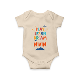 Play Learn Dream Romper/onesie | Custom Baby Romper/onesie for Curious Minds - IVORY - New Born (Chest 14")