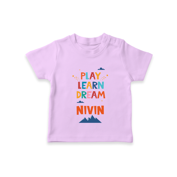 Play Learn Dream T-shirt | Custom Baby T-shirt for Curious Minds - LILAC - 0-5 Months Old (Chest 17")