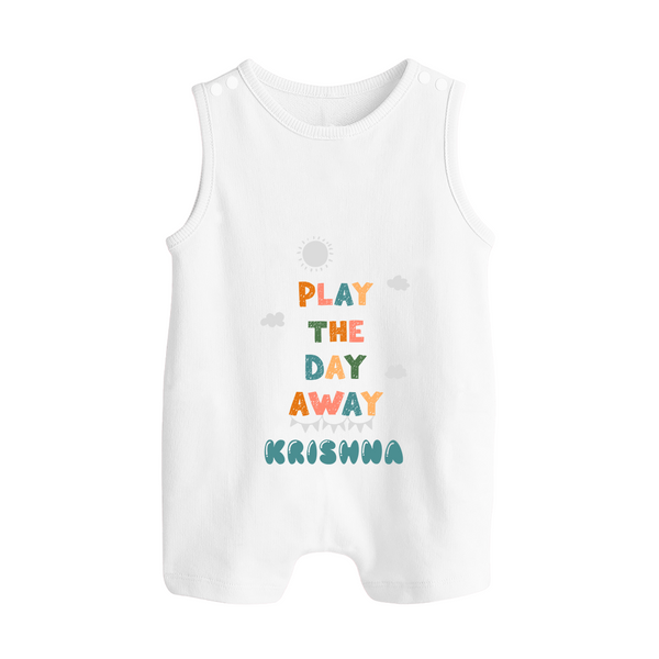 Play the Day Away Romper Suit/Sleeveless Romper | Personalized Baby Romper Suit/Sleeveless Romper for Fun-filled Days - WHITE - 0 - 5 Months Old (Chest 18")