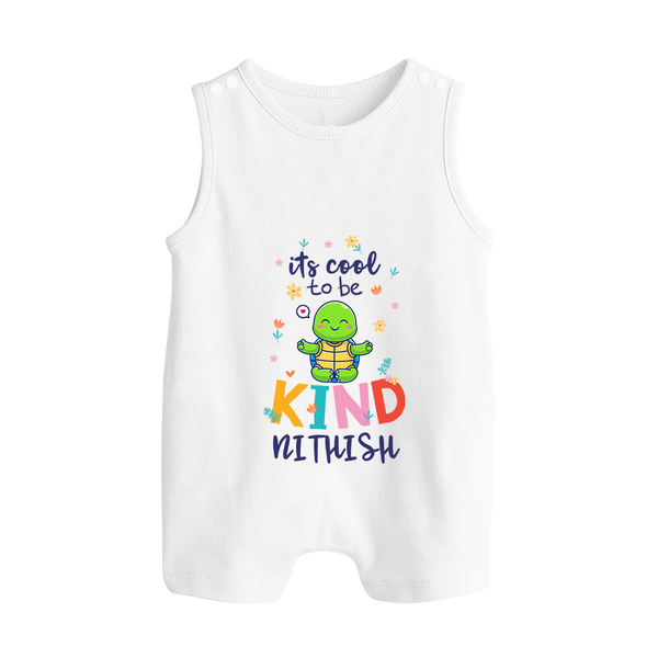 It's Cool to Be Kind Romper Suit/Sleeveless Romper | Custom Baby Romper Suit/Sleeveless Romper for Sweet Little Souls - WHITE - 0 - 5 Months Old (Chest 18")