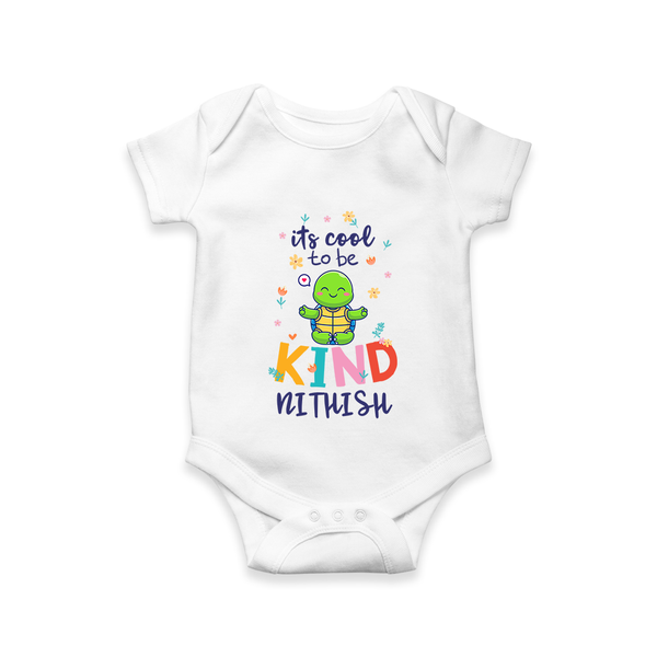 It's Cool to Be Kind Romper/onesie | Custom Baby Romper/onesie for Sweet Little Souls - WHITE - New Born (Chest 14")
