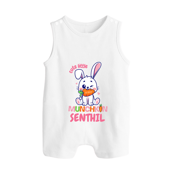 Cute Little Munchkin Romper Suit/Sleeveless Romper | Personalized Baby Romper Suit/Sleeveless Romper for Adorable Kids - WHITE - 0 - 5 Months Old (Chest 18")
