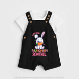 Cute Little Munchkin Dungaree Set | Personalized Baby Dungaree Set for Adorable Kids - BLACK - 0 - 5 Months Old (Chest 18")