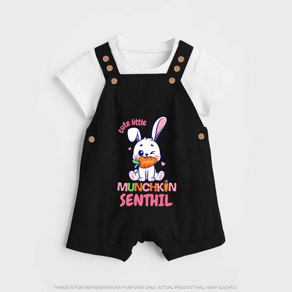 Cute Little Munchkin Dungaree Set | Personalized Baby Dungaree Set for Adorable Kids - BLACK - 0 - 5 Months Old (Chest 18")