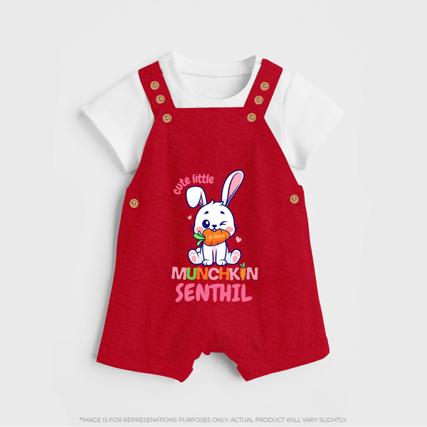 Cute Little Munchkin Dungaree Set | Personalized Baby Dungaree Set for Adorable Kids - RED - 0 - 5 Months Old (Chest 18")