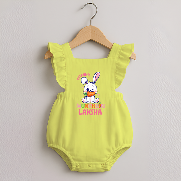 Cute Little Munchkin Romper Frock | Personalized Baby Romper Frock for Adorable Kids - PASTEL YELLOW - 0 - 3 Months Old (Chest 19")