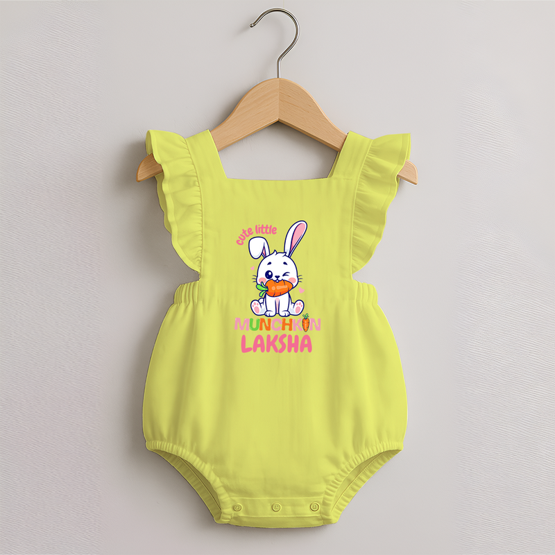 Cute Little Munchkin Romper Frock | Personalized Baby Romper Frock for Adorable Kids - PASTEL YELLOW - 0 - 3 Months Old (Chest 19")