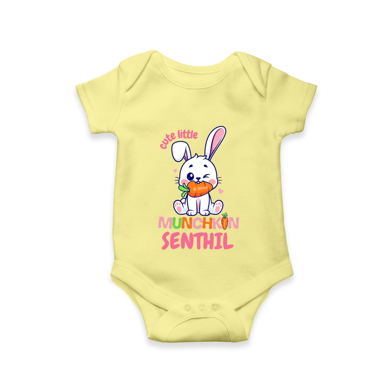 Cute Little Munchkin Romper/onesie | Personalized Baby Romper/onesie for Adorable Kids - PASTEL YELLOW - New Born (Chest 14")