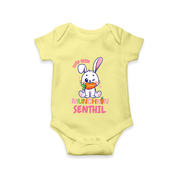 Cute Little Munchkin Romper/onesie | Personalized Baby Romper/onesie for Adorable Kids - PASTEL YELLOW - New Born (Chest 14")
