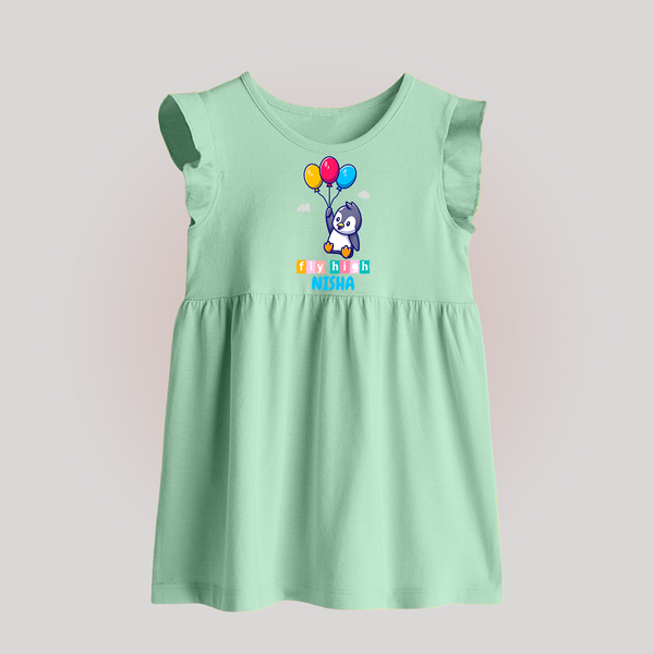 Fly High Baby Frock | Personalized Baby Frock for Dreamers and Doers - MINT GREEN - 0 - 3 Months Old (Chest 17")