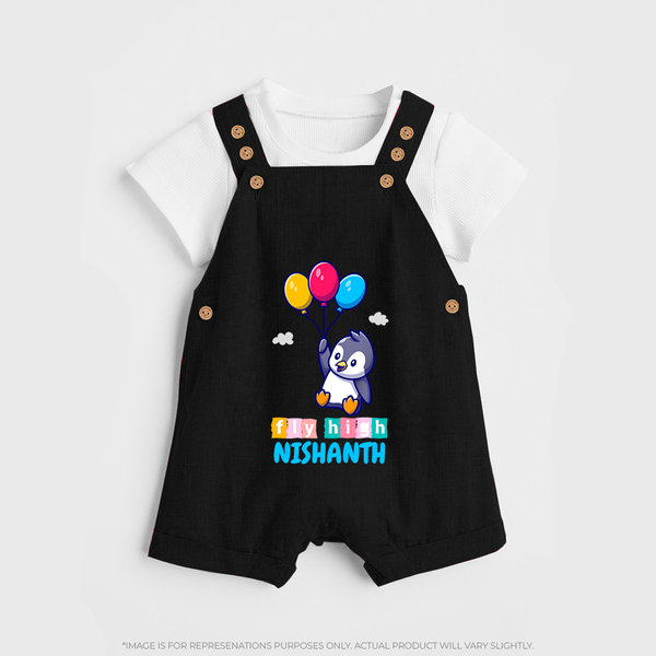 Fly High Dungaree Set | Personalized Baby Dungaree Set for Dreamers and Doers - BLACK - 0 - 5 Months Old (Chest 18")