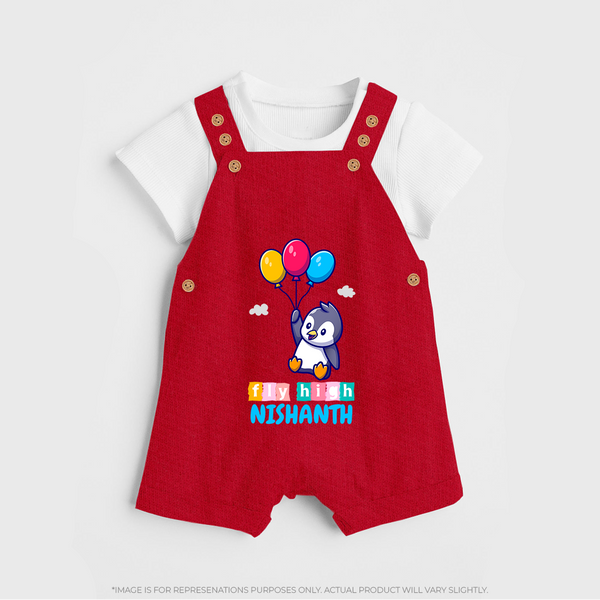 Fly High Dungaree Set | Personalized Baby Dungaree Set for Dreamers and Doers - RED - 0 - 5 Months Old (Chest 18")