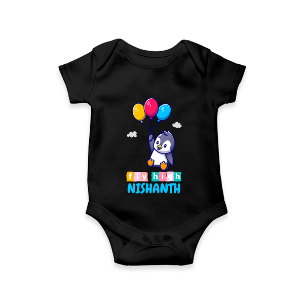 Fly High Romper/onesie | Personalized Baby Romper/onesie for Dreamers and Doers - BLACK - New Born (Chest 14")