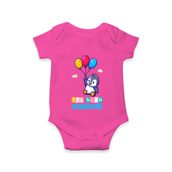 Fly High Romper/onesie | Personalized Baby Romper/onesie for Dreamers and Doers - HOT PINK - New Born (Chest 14")