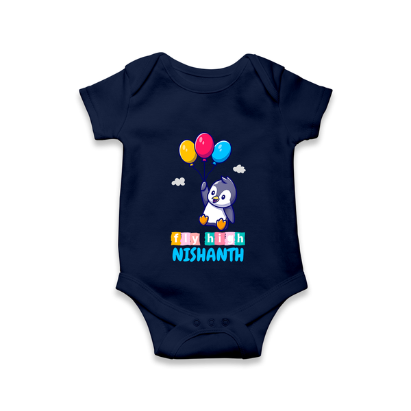 Fly High Romper/onesie | Personalized Baby Romper/onesie for Dreamers and Doers - NAVY BLUE - New Born (Chest 14")