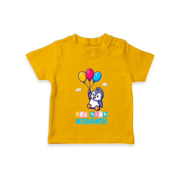 Fly High T-shirt | Personalized Baby T-shirt for Dreamers and Doers - CHROME YELLOW - 0-5 Months Old (Chest 17")