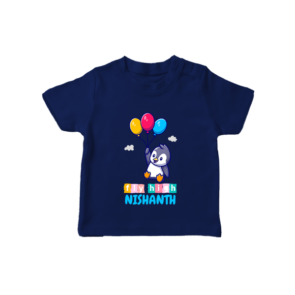 Fly High T-shirt | Personalized Baby T-shirt for Dreamers and Doers - NAVY BLUE - 0-5 Months Old (Chest 17")