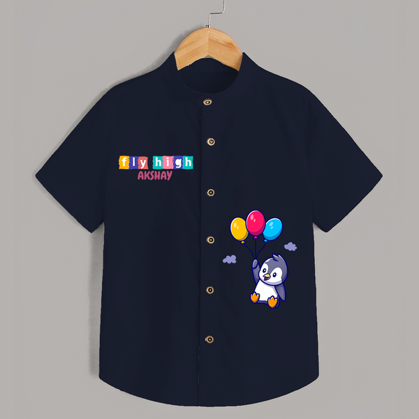 Fly High Shirt | Personalized Shirt for Little Dreamers and Achievers - NAVY BLUE - 0 - 6 Months Old (Chest 23")
