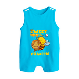 Sweet Tooth Romper Suit/Sleeveless Romper | Custom Baby Romper Suit/Sleeveless Romper for Candy Lovers - SKY BLUE - 0 - 5 Months Old (Chest 18")