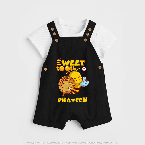 Sweet Tooth Dungaree Set | Custom Baby Dungaree Set for Candy Lovers - BLACK - 0 - 5 Months Old (Chest 18")