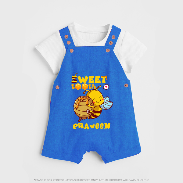 Sweet Tooth Dungaree Set | Custom Baby Dungaree Set for Candy Lovers - COBALT BLUE - 0 - 5 Months Old (Chest 18")