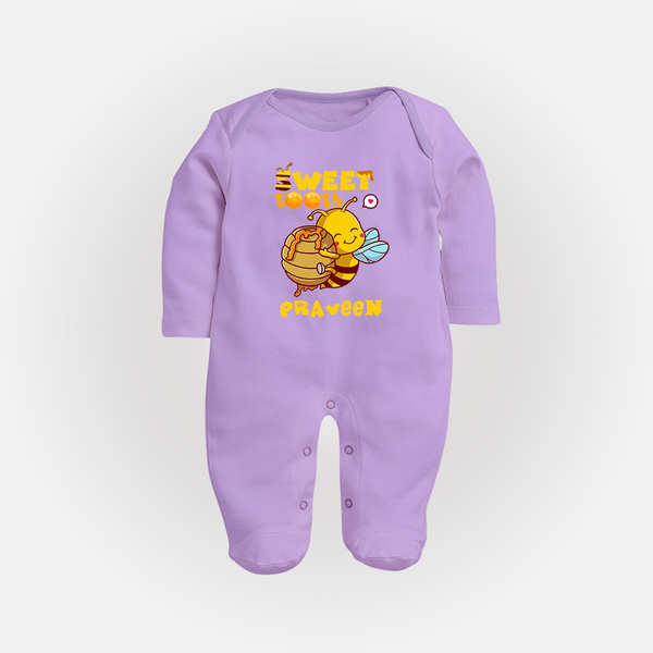 Sweet Tooth Sleep Suit/Full Sleeve Body Suit | Custom Baby Sleep Suit/Full Sleeve Body Suit for Candy Lovers - LILAC - New Born (Chest 7.5")