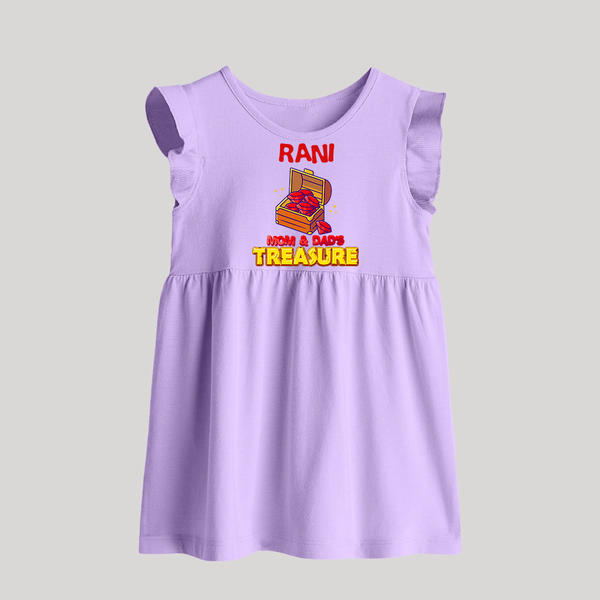 Mom and Dad's Treasure Baby Frock | Personalized Baby Frock for Cherished Kids - LILAC - 0 - 3 Months Old (Chest 17")