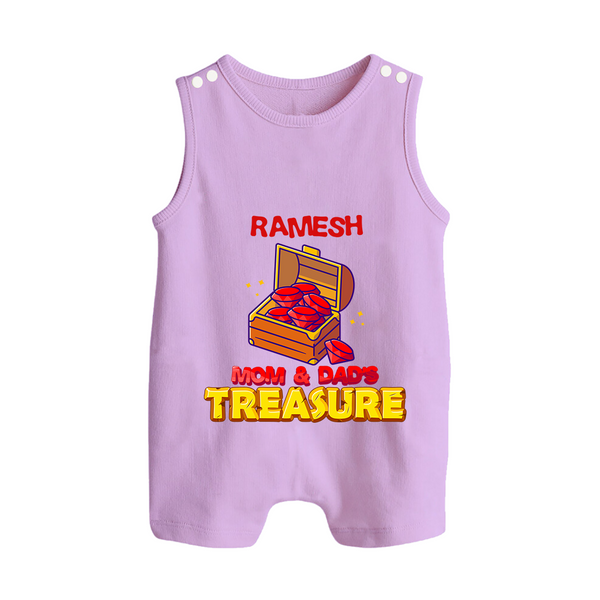 Mom and Dad's Treasure Romper Suit/Sleeveless Romper | Personalized Baby Romper Suit/Sleeveless Romper for Cherished Kids - LILAC - 0 - 5 Months Old (Chest 18")
