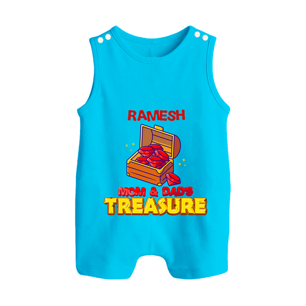 Mom and Dad's Treasure Romper Suit/Sleeveless Romper | Personalized Baby Romper Suit/Sleeveless Romper for Cherished Kids - SKY BLUE - 0 - 5 Months Old (Chest 18")