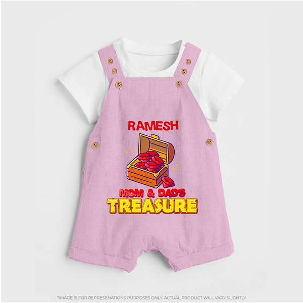 Mom and Dad's Treasure Dungaree Set | Personalized Baby Dungaree Set for Cherished Kids - BABY PINK - 0 - 5 Months Old (Chest 18")