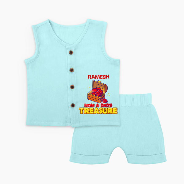 Mom and Dad's Treasure Jabla Set | Personalized Baby Jabla Set for Cherished Kids - BABY BLUE - 0 - 3 Months Old (Chest 9.8")