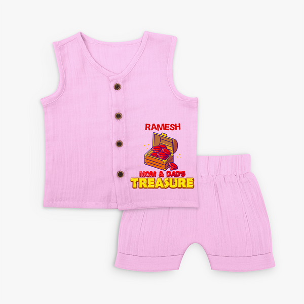Mom and Dad's Treasure Jabla Set | Personalized Baby Jabla Set for Cherished Kids - BABY PINK - 0 - 3 Months Old (Chest 9.8")