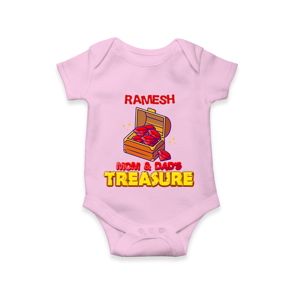 Mom and Dad's Treasure Romper/onesie | Personalized Baby Romper/onesie for Cherished Kids - BABY PINK - New Born (Chest 14")