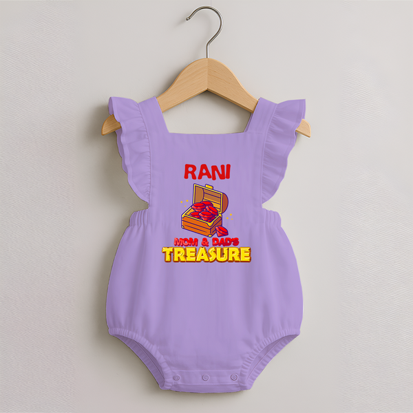 Mom and Dad's Treasure Romper Frock | Personalized Baby Romper Frock for Cherished Kids - LILAC - 0 - 3 Months Old (Chest 19")