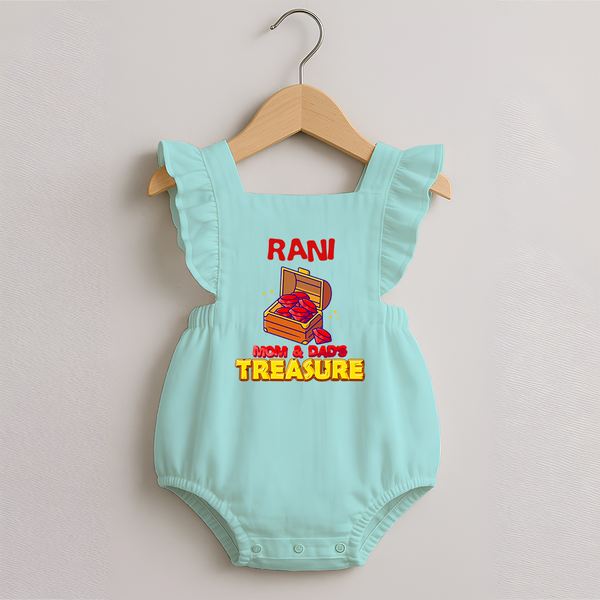 Mom and Dad's Treasure Romper Frock | Personalized Baby Romper Frock for Cherished Kids - MINT GREEN - 0 - 3 Months Old (Chest 19")