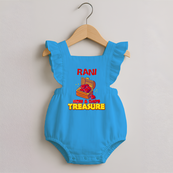 Mom and Dad's Treasure Romper Frock | Personalized Baby Romper Frock for Cherished Kids - SKY BLUE - 0 - 3 Months Old (Chest 19")