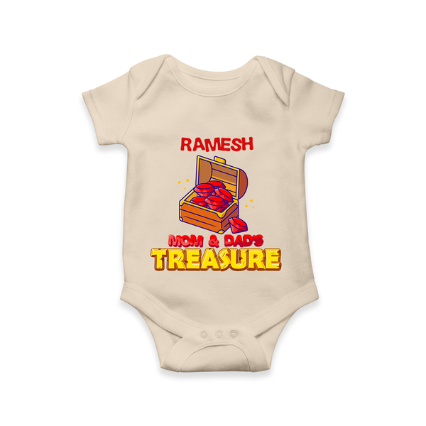 Mom and Dad's Treasure Romper/onesie | Personalized Baby Romper/onesie for Cherished Kids - IVORY - New Born (Chest 14")