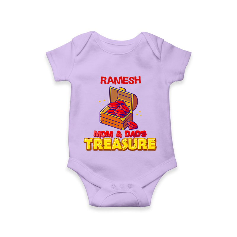 Mom and Dad's Treasure Romper/onesie | Personalized Baby Romper/onesie for Cherished Kids - LILAC - New Born (Chest 14")