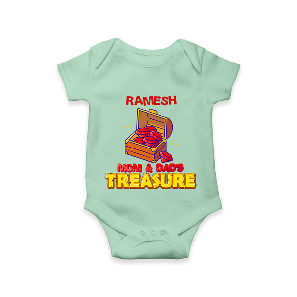 Mom and Dad's Treasure Romper/onesie | Personalized Baby Romper/onesie for Cherished Kids - MINT GREEN - New Born (Chest 14")