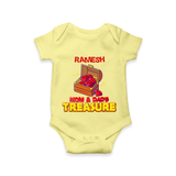 Mom and Dad's Treasure Romper/onesie | Personalized Baby Romper/onesie for Cherished Kids - PASTEL YELLOW - New Born (Chest 14")