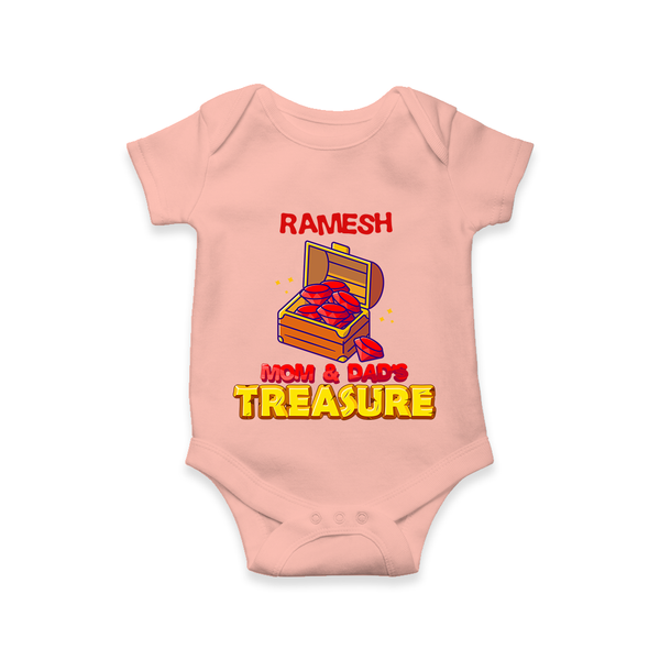 Mom and Dad's Treasure Romper/onesie | Personalized Baby Romper/onesie for Cherished Kids - PEACH - New Born (Chest 14")