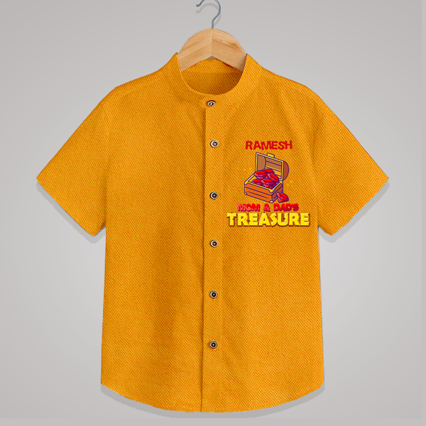 Mom and Dad's Treasure Shirt | Personalized Baby Shirt for Cherished Kids - CHROME YELLOW - 0 - 6 Months Old (Chest 23")