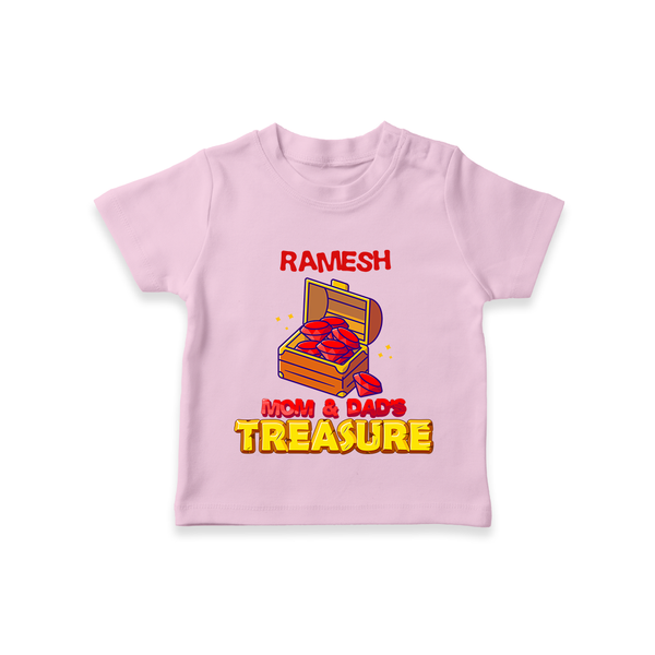 Mom and Dad's Treasure T-shirt | Personalized Baby T-shirt for Cherished Kids - BABY PINK - 0-5 Months Old (Chest 17")