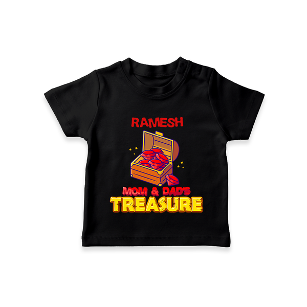 Mom and Dad's Treasure T-shirt | Personalized Baby T-shirt for Cherished Kids - BLACK - 0-5 Months Old (Chest 17")