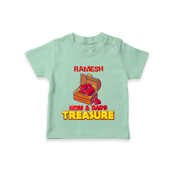 Mom and Dad's Treasure T-shirt | Personalized Baby T-shirt for Cherished Kids - MINT GREEN - 0-5 Months Old (Chest 17")