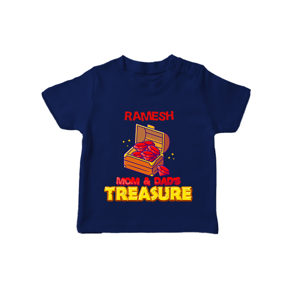 Mom and Dad's Treasure T-shirt | Personalized Baby T-shirt for Cherished Kids - NAVY BLUE - 0-5 Months Old (Chest 17")