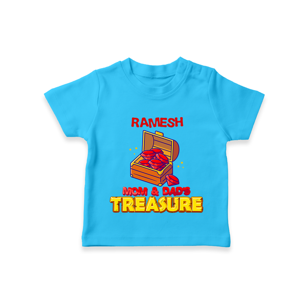 Mom and Dad's Treasure T-shirt | Personalized Baby T-shirt for Cherished Kids - SKY BLUE - 0-5 Months Old (Chest 17")