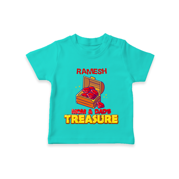Mom and Dad's Treasure T-shirt | Personalized Baby T-shirt for Cherished Kids - TEAL - 0-5 Months Old (Chest 17")